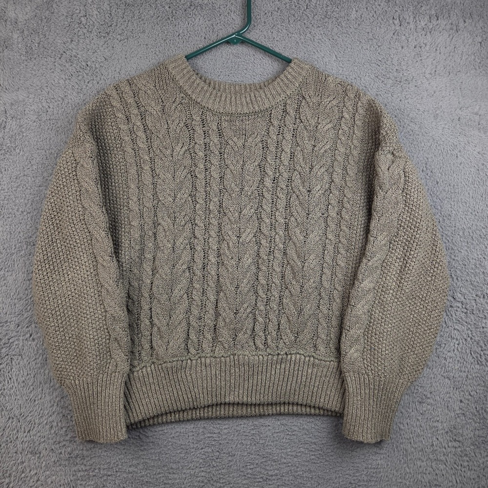 Olive Oak Sweater Men's Extra Large Cable Knit Gray/Beige Grandpa